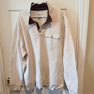 Goodfellow & Co Cream Quilted Pullover with Brown Details